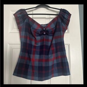 Collectif Retro Plaid Women’s Top, Uk12/US8